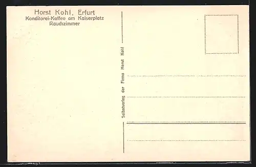 AK Erfurt, Wein-Restaurant am Kaiserplatz, Rauchzimmer