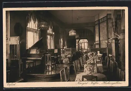AK Erfurt, Konzert-Cafe Hohenzollern Anschütz & Behrendt, Dalbergsweg 1 am Kaiserplatz, Innenansicht