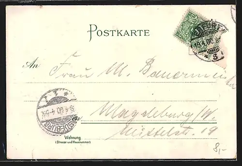 Lithographie Erfurt, Rathaus mit Pferdewagen