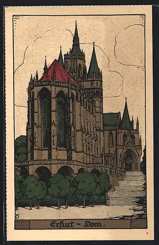 Steindruck-AK Erfurt, Dom