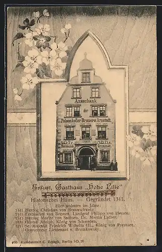 AK Erfurt, Gasthaus Hohe Lilie, Passepartout