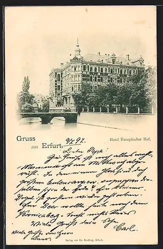 AK Erfurt, Hotel Europäischer Hof