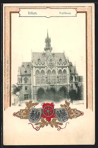 Passepartout-Lithographie Erfurt, Rathaus, Wappen