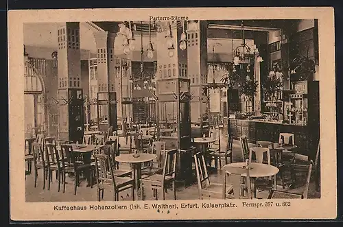 AK Erfurt, Cafe Hohenzollern E. Walther, Kaiserplatz, Parterre-Räume, Innenansicht