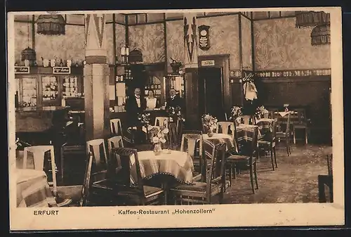 AK Erfurt, Cafe Hohenzollern Franz Grosse am Kaiserplatz, Innenansicht