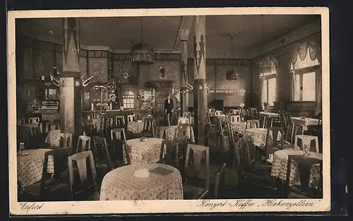 AK Erfurt, Konzert-Cafe Hohenzollern Anschütz & Behrendt, Dalbergsweg 1 am Kaiserplatz, Innenansicht