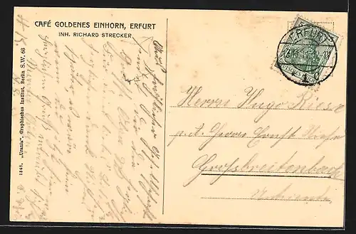 AK Erfurt, Cafe Goldenes Einhorn Richard Strecker, Innenansicht