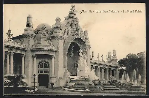 AK Marseille, Exposition Coloniale, Le Grand Palais, Ausstellung