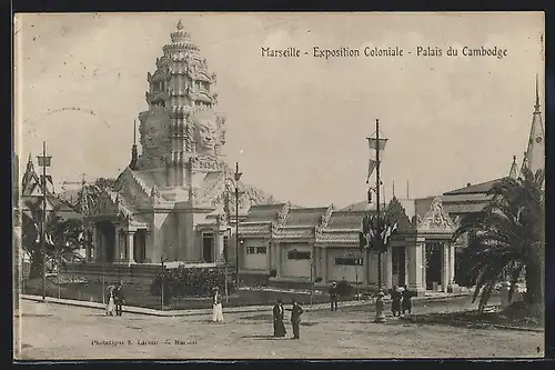 AK Marseille, Exposition Coloniale, Palais du Cambodge