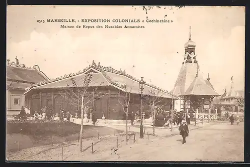 AK Marseille, Exposition Coloniale, Cochinchine, Maison de Repos des Notables Annamites