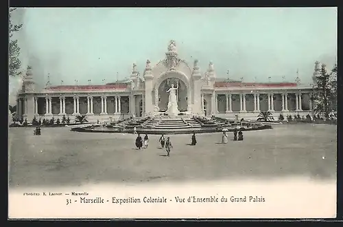 AK Marseille, Exposition Coloniale, Vue d`Ensemble du Grand Palais