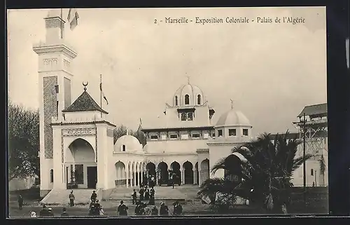 AK Marseille, Exposition Coloniale, Palais de l`Algerie