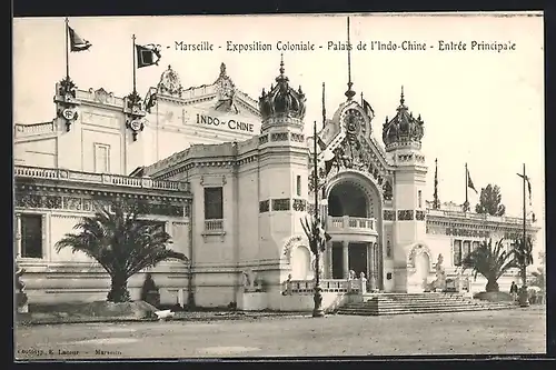 AK Marseille, Exposition coloniale 1906, Palais de l` Indo - Chine, Entrèe Principale