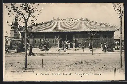 AK Marseille, Exposition coloniale 1906, Maison de repos Annamite