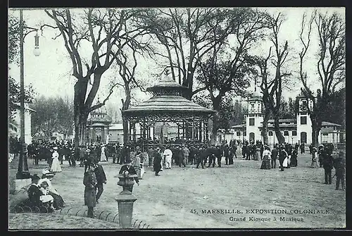AK Marseille, Exposition Coloniale, Grand Kiosque a Musique