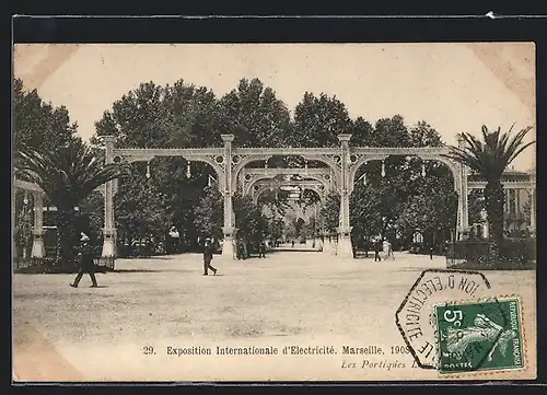 AK Marseille, Exposition internationale d`Electricité 1908, les portiques lumineux