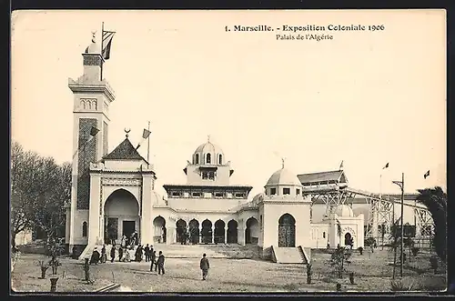 AK Marseille, Exposition Coloniale 1906, Palais de l`Algerie, Ausstellung