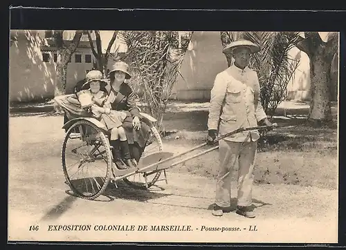 AK Marseille, Exposition Coloniale, Pousse-pousse