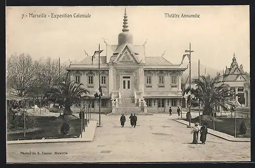 AK Marseille, Exposition Coloniale, Théâtre Annamite, Ausstellung