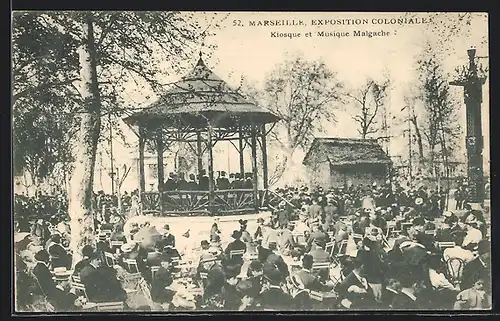AK Marseille, Exposition coloniale 1906, Kiosque et Musique Malgache