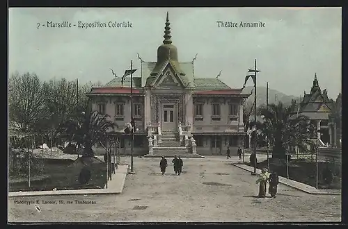 AK Marseille, Exposition Coloniale, Théâtre Annamite, Ausstellung