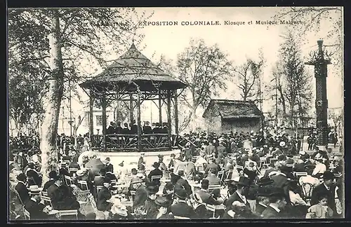 AK Marseille, Exposition Coloniale, Kiosque et Musique Malgache