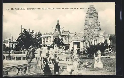AK Marseille, Exposition Coloniale, Ponts et Pavillons du Cambodge