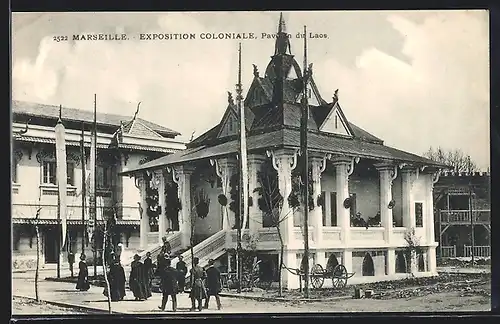 AK Marseille, Exposition coloniale 1906, Pavillon du Laos
