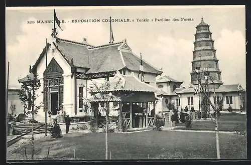 AK Marseille, Exposition Coloniale, Tonkin, Pavillon des Forets