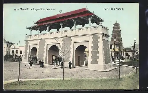 AK Marseille, Exposition Coloniale, Porte de l`Annam, Kolonial-Ausstellung