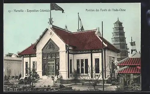 AK Marseille, Exposition coloniale 1906, Pavillon des Forèts de l`Indo-Chine