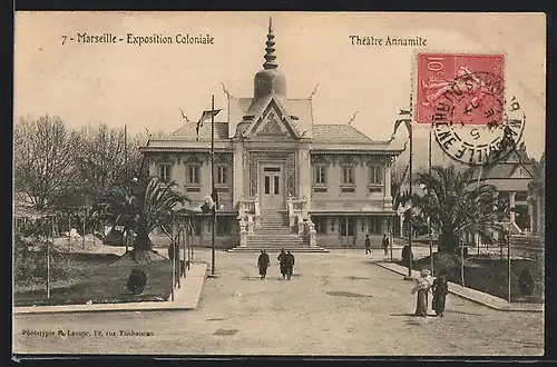 AK Marseille, Exposition Coloniale, Théâtre Annamite, Ausstellung