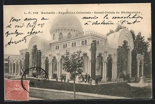 AK Marseille, Exposition coloniale 1906, Grand-Palais de Madagascar