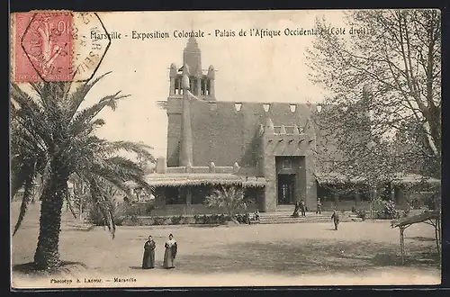 AK Marseille, Ausstellung Exposition Coloniale, Palais de l`Afrique Occidentale, Cote droit