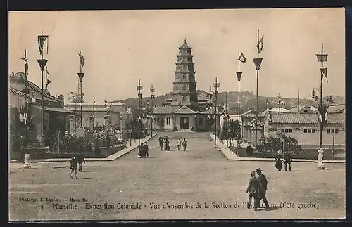 AK Marseille, Exposition coloniale 1906, Vue d` Ensemble de la Section Indo - Chinoise