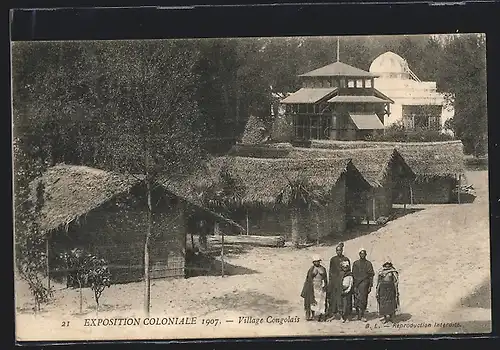 AK Marseille, Exposition Coloniale 1907, Village Congolais, afrikanische Volkstypen