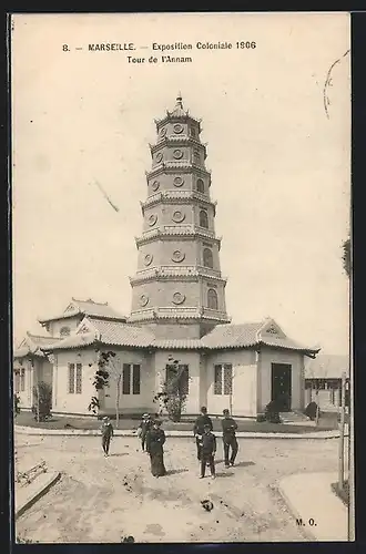 AK Marseille, Exposition coloniale 1906, Tour de l`Annam