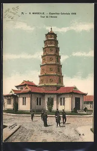 AK Marseille, Exposition coloniale 1906, Tour de l`Annam