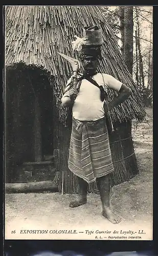 AK Marseille, Exposition coloniale 1906, Type Guerrier des Loyalty