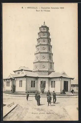 AK Marseille, Exposition coloniale 1906, Tour de l`Annam