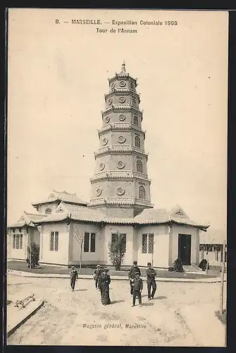 AK Marseille, Exposition coloniale 1906, Tour de l` Annam