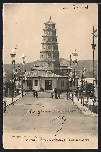 AK Marseille, Exposition coloniale 1906, Tour de l` Annam