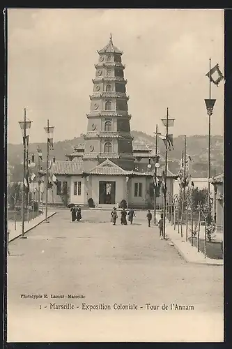 AK Marseille, Exposition coloniale 1906, Tour de l` Annam