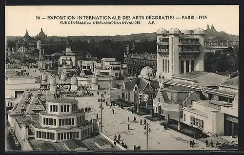 AK Paris, Exposition des Arts Decoratifs, Vue Generale sur l`Esplanade des Invalides, Ausstellung