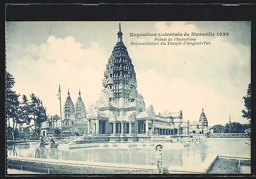 AK Marseille, Exposition coloniale 1922, Palais de l`Indochine, Temple Angkor-Vat