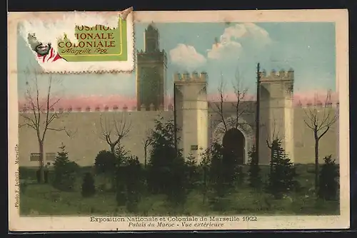 AK Marseille, Exposition coloniale 1922, Palais du Maroc, Vue extérieure