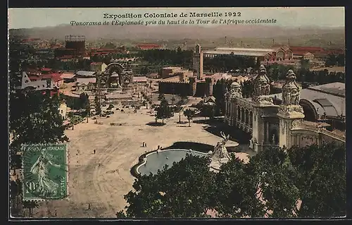 AK Marseille, Exposition coloniale 1922, Panorama de l`Esplanade