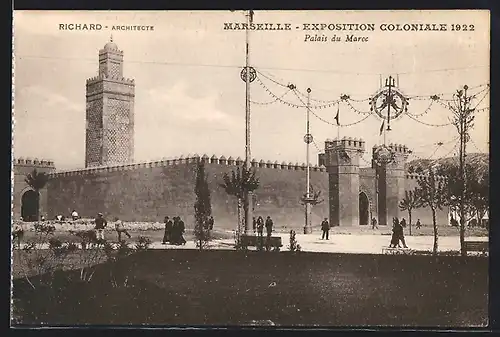 AK Marseille, Exposition coloniale 1922, Palais du Maroc, Richard-Architecte