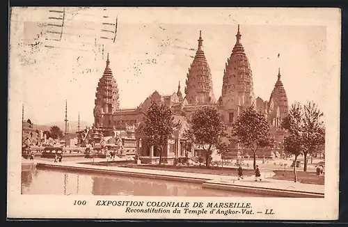AK Marseille, Exposition Coloniale, Reconstitution du temple d`Angkor-Vat