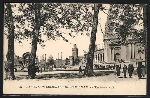 AK Marseille, Exposition coloniale 1922, L`Esplanade